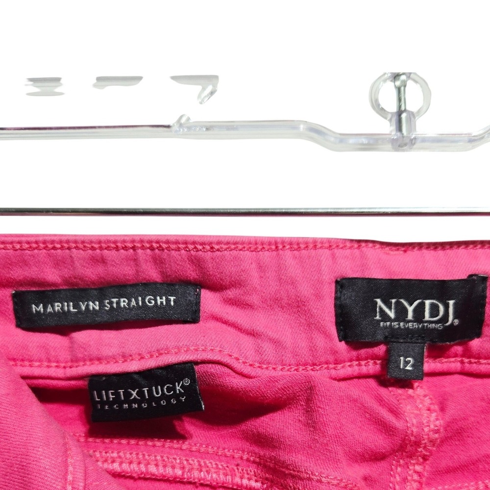 NYDJ Pink Pants Marilyn Jeans Size 12 Pink Lift Tuck Stretch Denim Pants #1045 - Picture 8 of 9